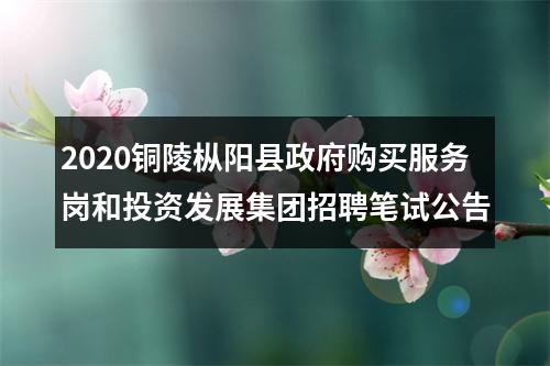 2020铜陵枞阳县政府购买服务岗和投资发展集团招聘笔试公告 图片
